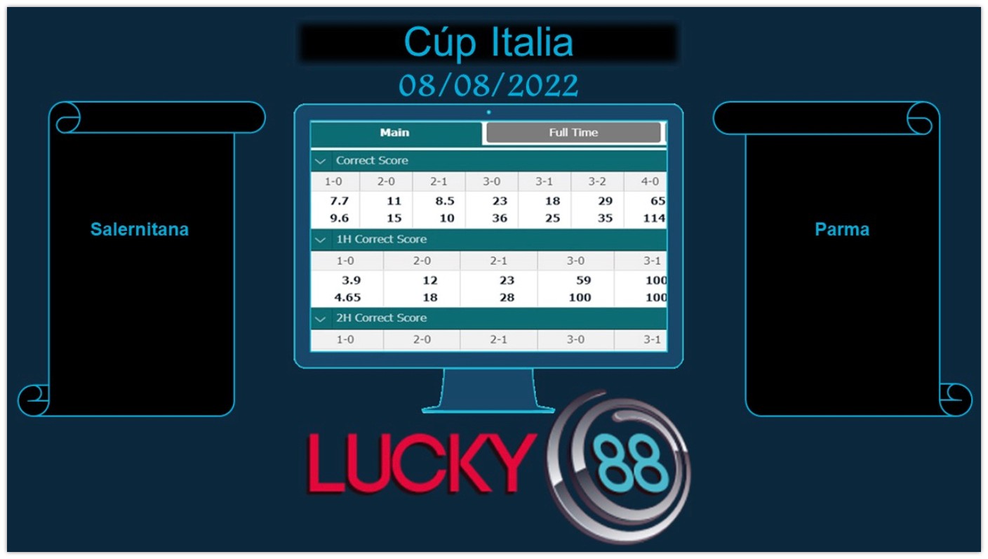 LUCKY88 Salernitana vs Parma, Soi kèo bóng đá hôm nay 08/08/2022,  Cúp Italia