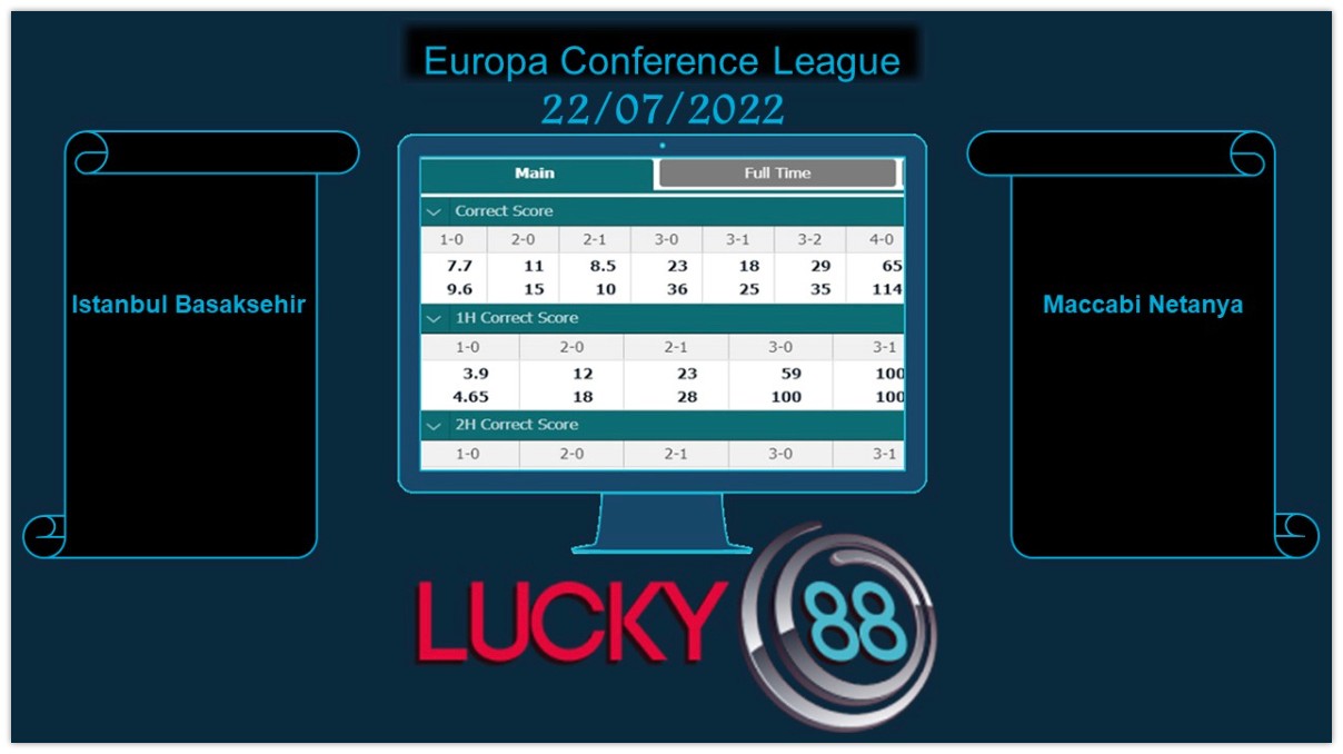 LUCKY88 Istanbul Basaksehir vs Maccabi Netanya, Soi kèo bóng đá hôm nay 22/07/2022,  Europa Conference League