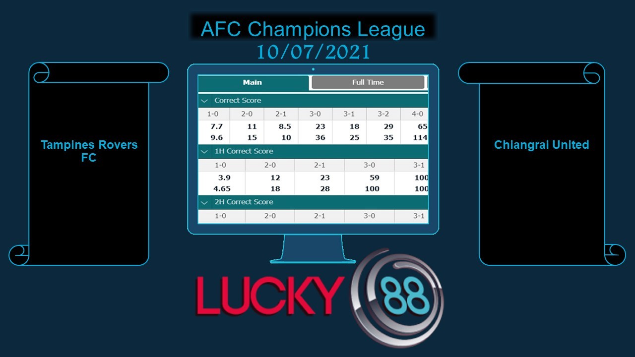 LUCKY88 Tampines Rovers FC vs Chiangrai United  , Soi kèo bóng đá hôm nay 10/07/2021,  AFC Champions League