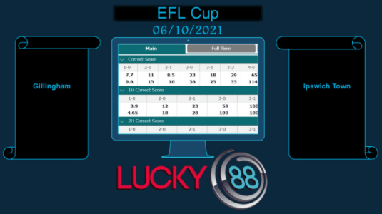 LUCKY88 Gillingham vs Ipswich Town , Soi kèo bóng đá hôm nay 06/10/2021,  EFL Cup