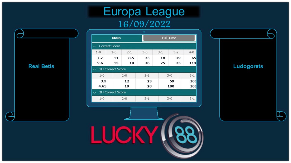 LUCKY88 Real Betis vs Ludogorets, Soi kèo bóng đá hôm nay 16/09/2022, Europa League