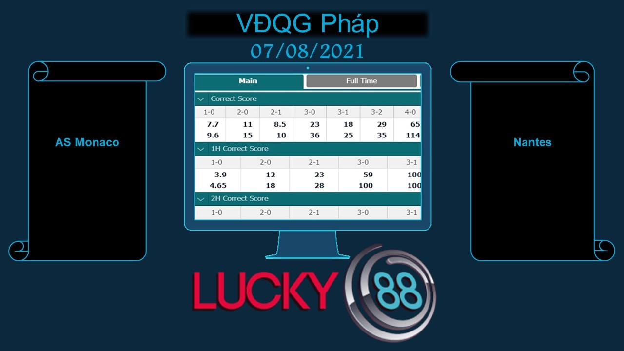 LUCKY88 AS Monaco vs Nantes , Soi kèo bóng đá hôm nay 07/08/2021,  VĐQG Pháp
