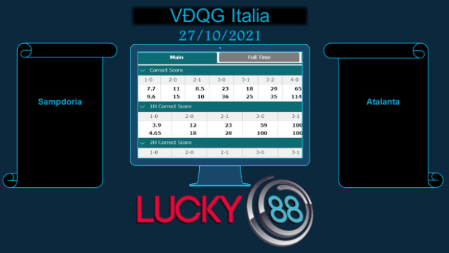 LUCKY88 Sampdoria vs Atalanta , Soi kèo bóng đá hôm nay 27/10/2021, VĐQG Italia
