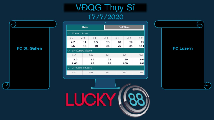 LUCKY88 FC St. Gallen 1879 vs FC Luzern  , Soi kèo bóng đá hôm nay 17/07/2020, VĐQG Thụy Sĩ