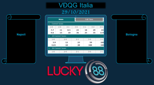 LUCKY88 Napoli vs Bologna , Soi kèo bóng đá hôm nay 29/10/2021,  VĐQG Italia