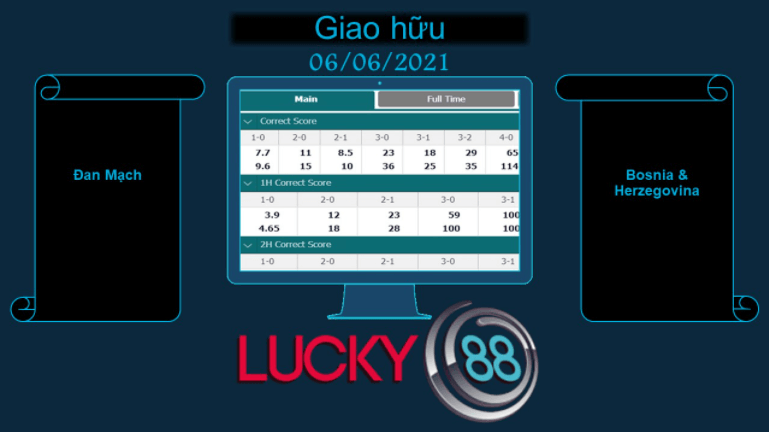 LUCKY88 Đan Mạch vs Bosnia Herzegovina , Soi kèo bóng đá hôm nay 06/06/2021, Giao hữu
