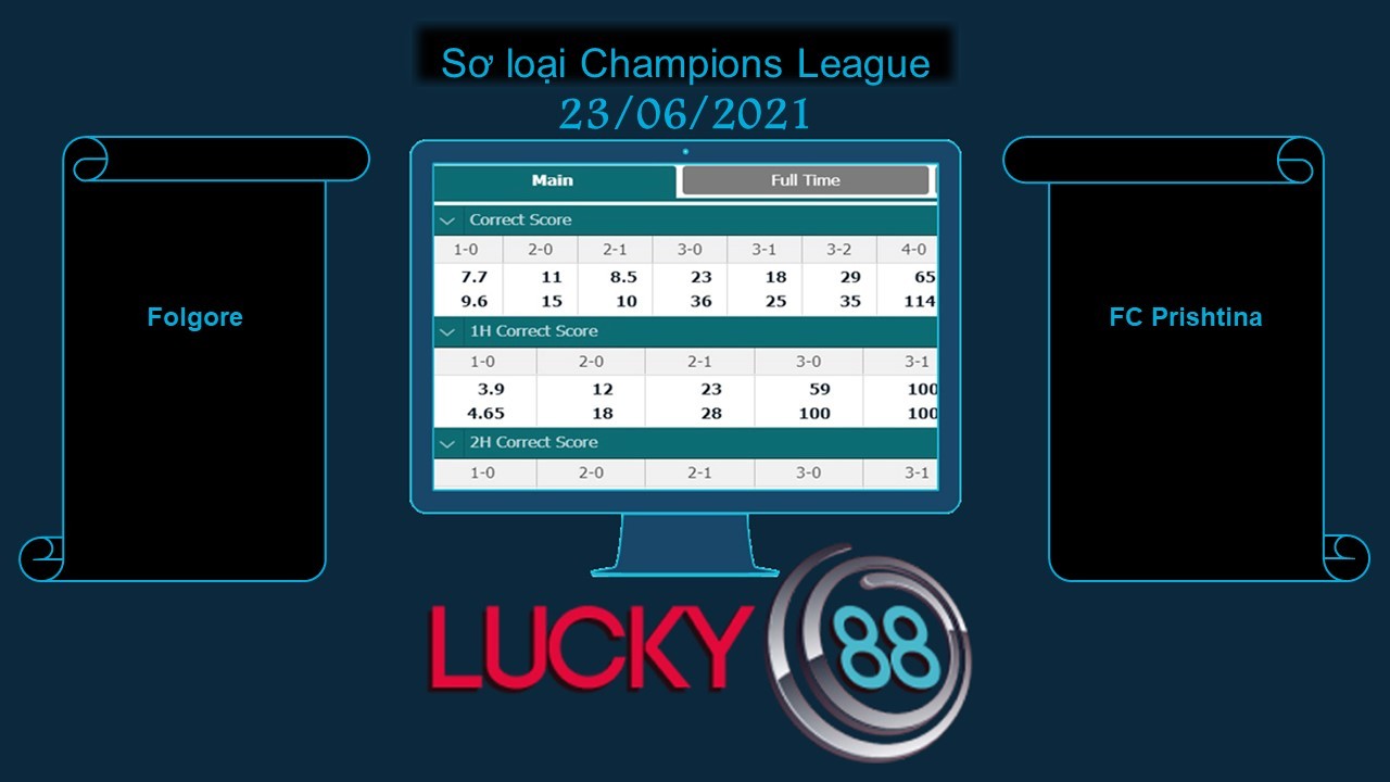 LUCKY88 Folgore vs FC Prishtina  , Soi kèo bóng đá hôm nay  23/06/2021, Sơ loại Champions League